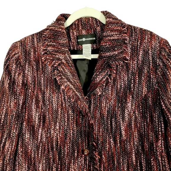 Sag Harbor Maroon Tweed Blazer Jacket - Picture 2 of 4